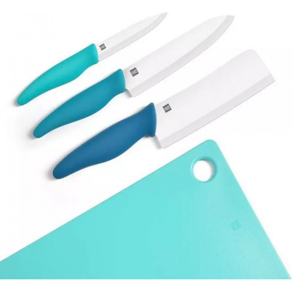 Набор ножей c разделочной доской Xiaomi Huohou Ceramic Knife Chopping Block Kit (HU0020, бирюзовый)
