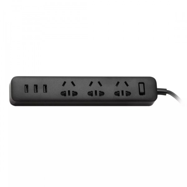 Удлинитель Xiaomi Mi Power Strip (CN, 3 розетки, 3 USB, черный)